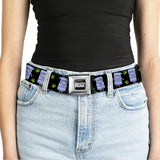 SOUTH PARK Title Logo Full Color Black/White Seatbelt Belt - South Park Towlie and Scattered Pot Leaves Black Webbing