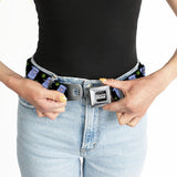 SOUTH PARK Title Logo Full Color Black/White Seatbelt Belt - South Park Towlie and Scattered Pot Leaves Black Webbing