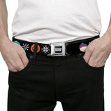 SOUTH PARK Title Logo Full Color Black/White Seatbelt Belt - South Park Boys Ugly Christmas Sweater Faces Black Webbing - Buckle-Down - Flyclothing LLC