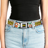 SOUTH PARK Title Logo Full Color Black/Yellow Seatbelt Belt - SOUTH PARK Title Logo and Characters Scattered White Webbing - Buckle-Down - Flyclothing LLC