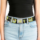 Sponge Bob Face CLOSE-UP Full Color Seatbelt Belt - SpongeBob Pose Flip/Camo Gray/Black Webbing - Buckle-Down - Flyclothing LLC