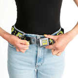 Sponge Bob Face CLOSE-UP Full Color Seatbelt Belt - SpongeBob Pose Flip/Camo Gray/Black Webbing - Buckle-Down - Flyclothing LLC