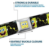 Sponge Bob Face CLOSE-UP Full Color Seatbelt Belt - SpongeBob Pose Flip/Camo Gray/Black Webbing - Buckle-Down - Flyclothing LLC