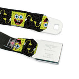 Sponge Bob Face CLOSE-UP Full Color Seatbelt Belt - SpongeBob Pose Flip/Camo Gray/Black Webbing - Buckle-Down - Flyclothing LLC