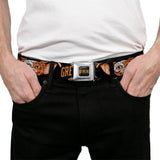 GREMLINS 1984 Title Logo Full Color Black/Blue/Orange Seatbelt Belt - GREMLINS 1984 Gizmo Face Close-Up Black Webbing