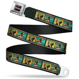 GREMLINS Title Logo Full Color Black/White/Red Seatbelt Belt - Gremlins GIZMO Film Strip Pose Blocks Webbing