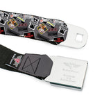 GREMLINS Title Logo Full Color Black/White/Red Seatbelt Belt - Gremlins Gizmo Pose and Rules Collage Gray Webbing
