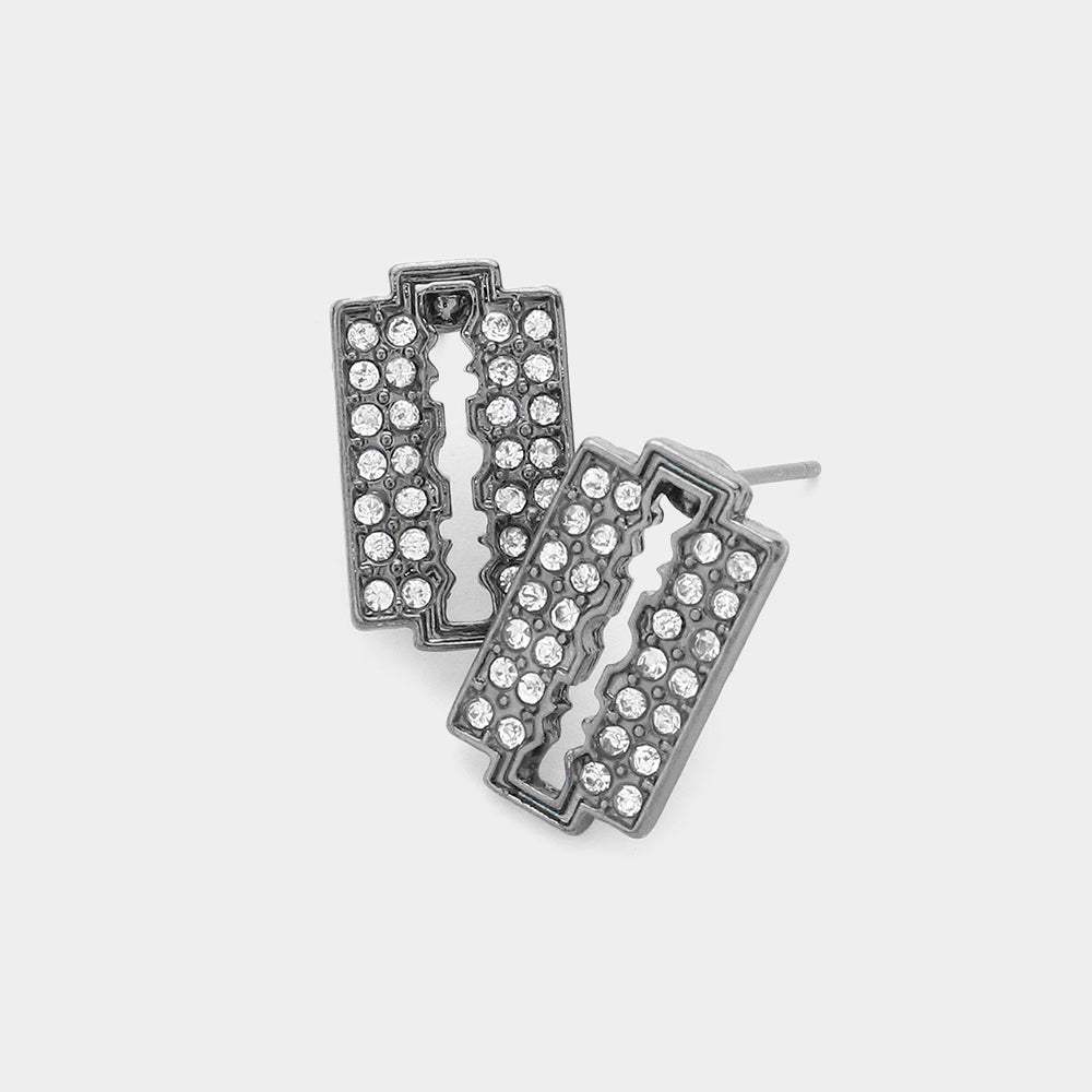 Razor Blade Rhinestone Stud Earrings - Madeline Love - Flyclothing LLC