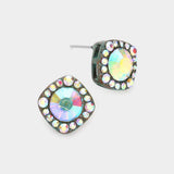 Round Stone Accented Stud Evening Earrings - Madeline Love - Flyclothing LLC