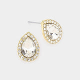 Teardrop Stone Evening Stud Earrings - Madeline Love - Flyclothing LLC