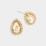 Teardrop Stone Evening Stud Earrings - Madeline Love - Flyclothing LLC