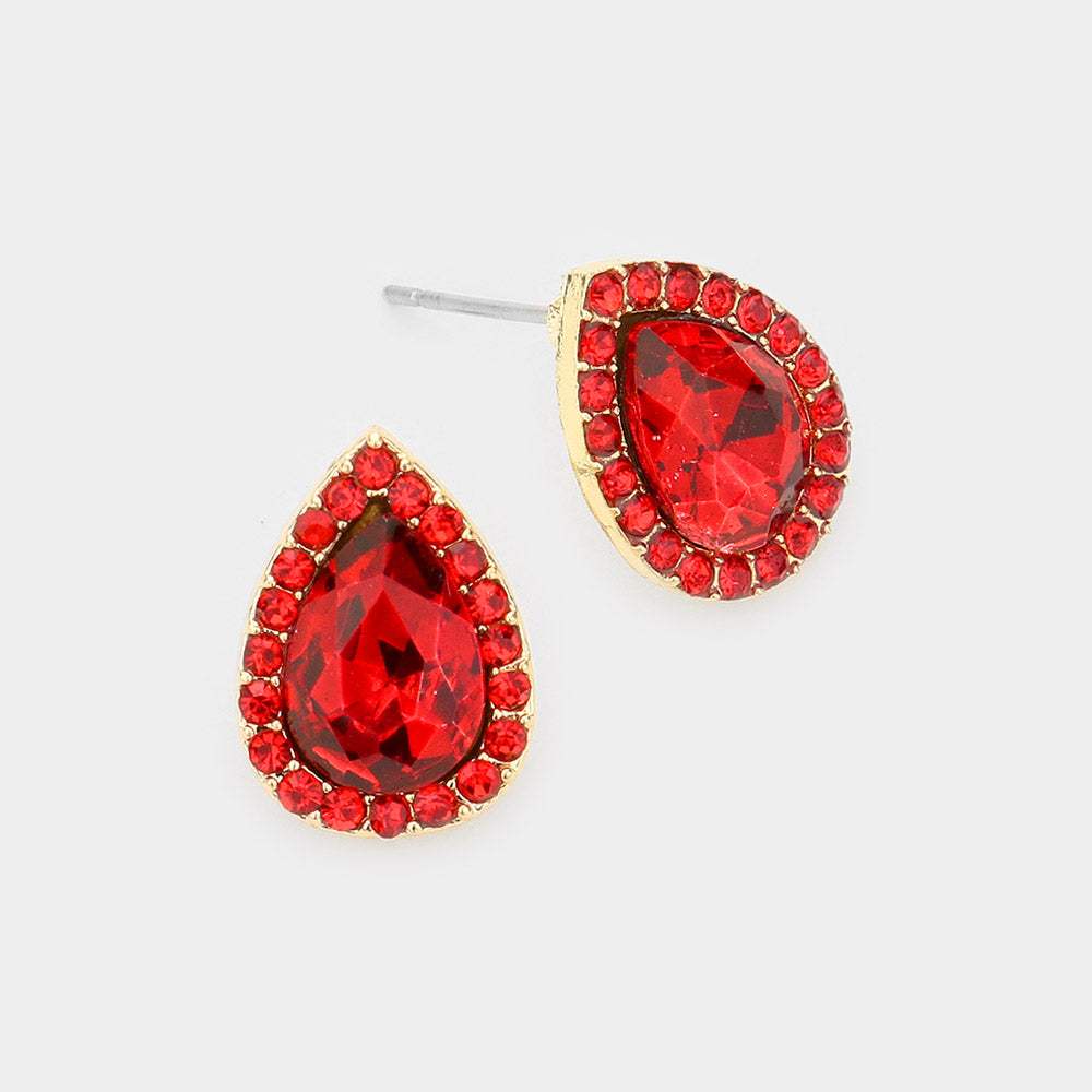 Teardrop Stone Evening Stud Earrings - Madeline Love - Flyclothing LLC