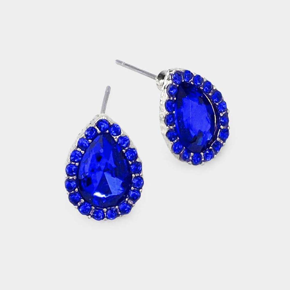 Teardrop Stone Evening Stud Earrings - Madeline Love - Flyclothing LLC