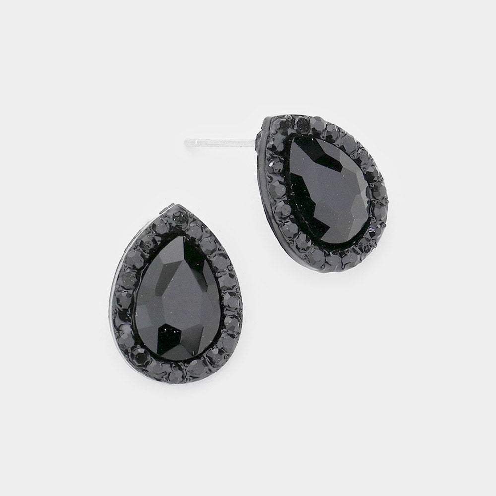 Teardrop Stone Evening Stud Earrings - Madeline Love - Flyclothing LLC