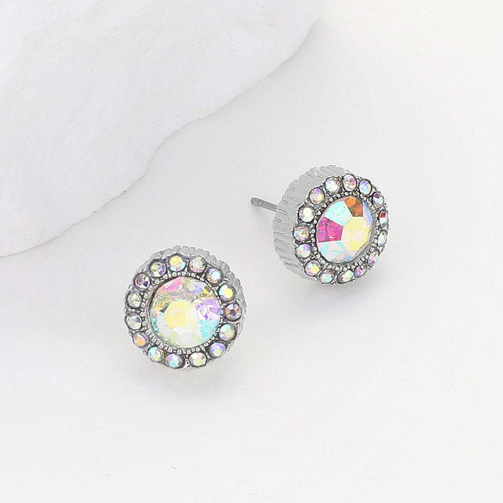 Round Stone Evening Stud Earrings - Madeline Love - Flyclothing LLC