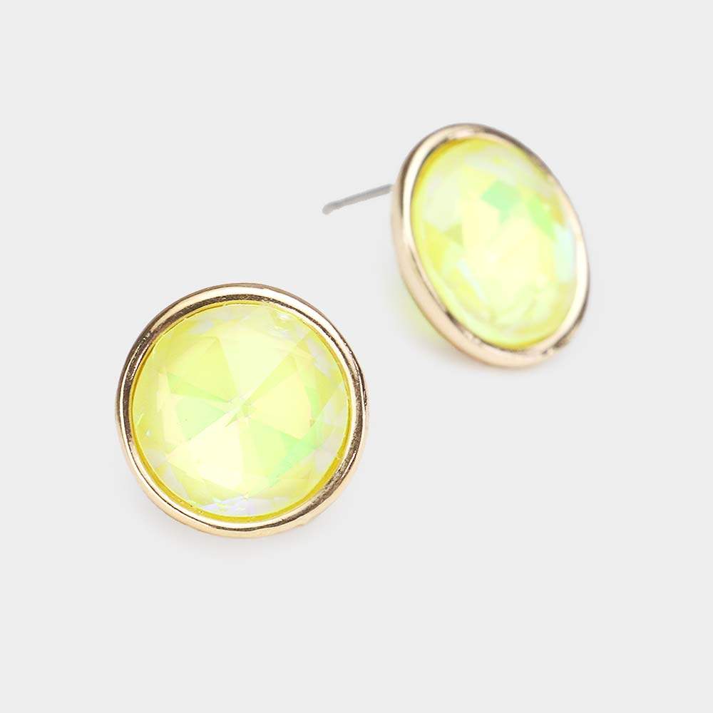 Round Stone Stud Earrings - Madeline Love - Flyclothing LLC