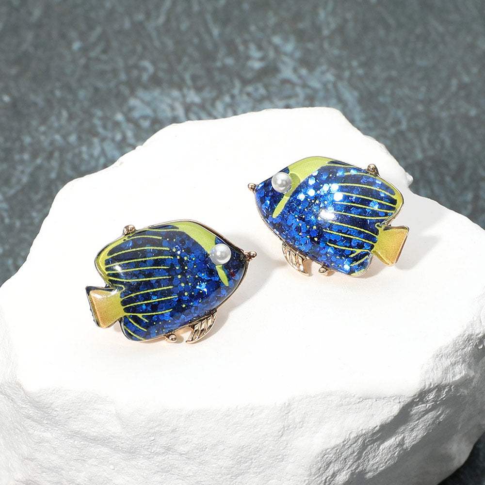 Pearl Confetti Glittered Tropical Fish Stud Earrings - Madeline Love - Flyclothing LLC