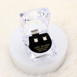 5mm Square Crystal Cubic Zirconia CZ Stud Earrings with Clear Box - Madeline Love - Flyclothing LLC
