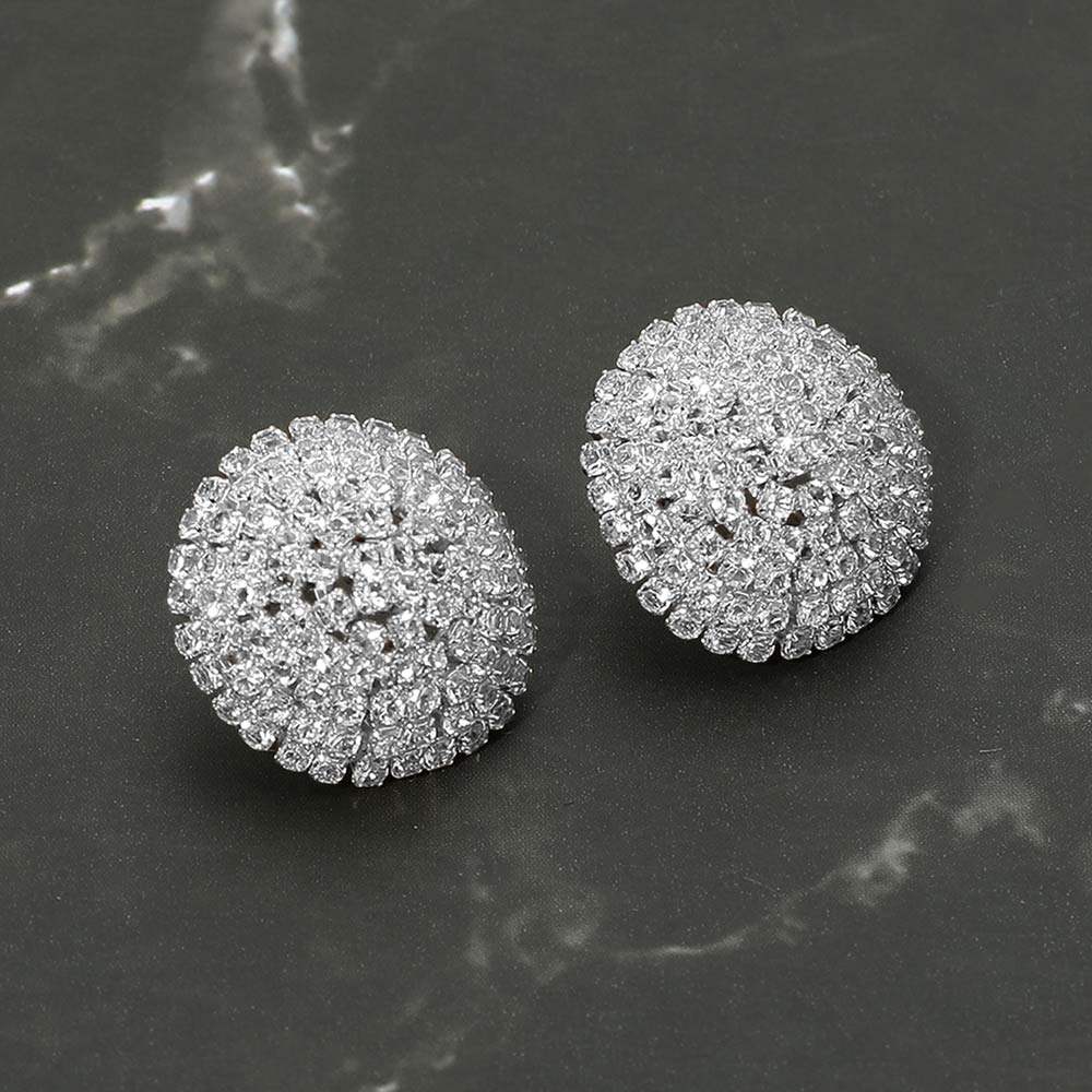 CZ Stone Pave Dome Evening Stud Earrings - Madeline Love - Flyclothing LLC