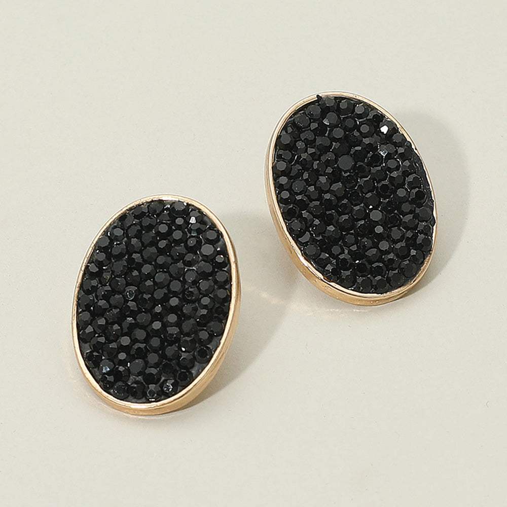 Rhinestone Embellished Oval Stud Earrings - Madeline Love - Flyclothing LLC