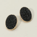 Rhinestone Embellished Oval Stud Earrings - Madeline Love - Flyclothing LLC