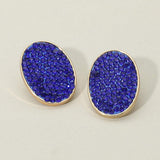 Rhinestone Embellished Oval Stud Earrings - Madeline Love - Flyclothing LLC