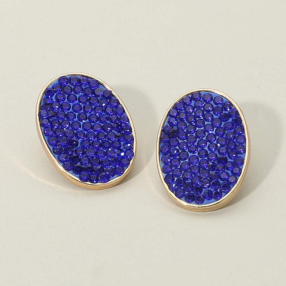 Rhinestone Embellished Oval Stud Earrings - Madeline Love - Flyclothing LLC