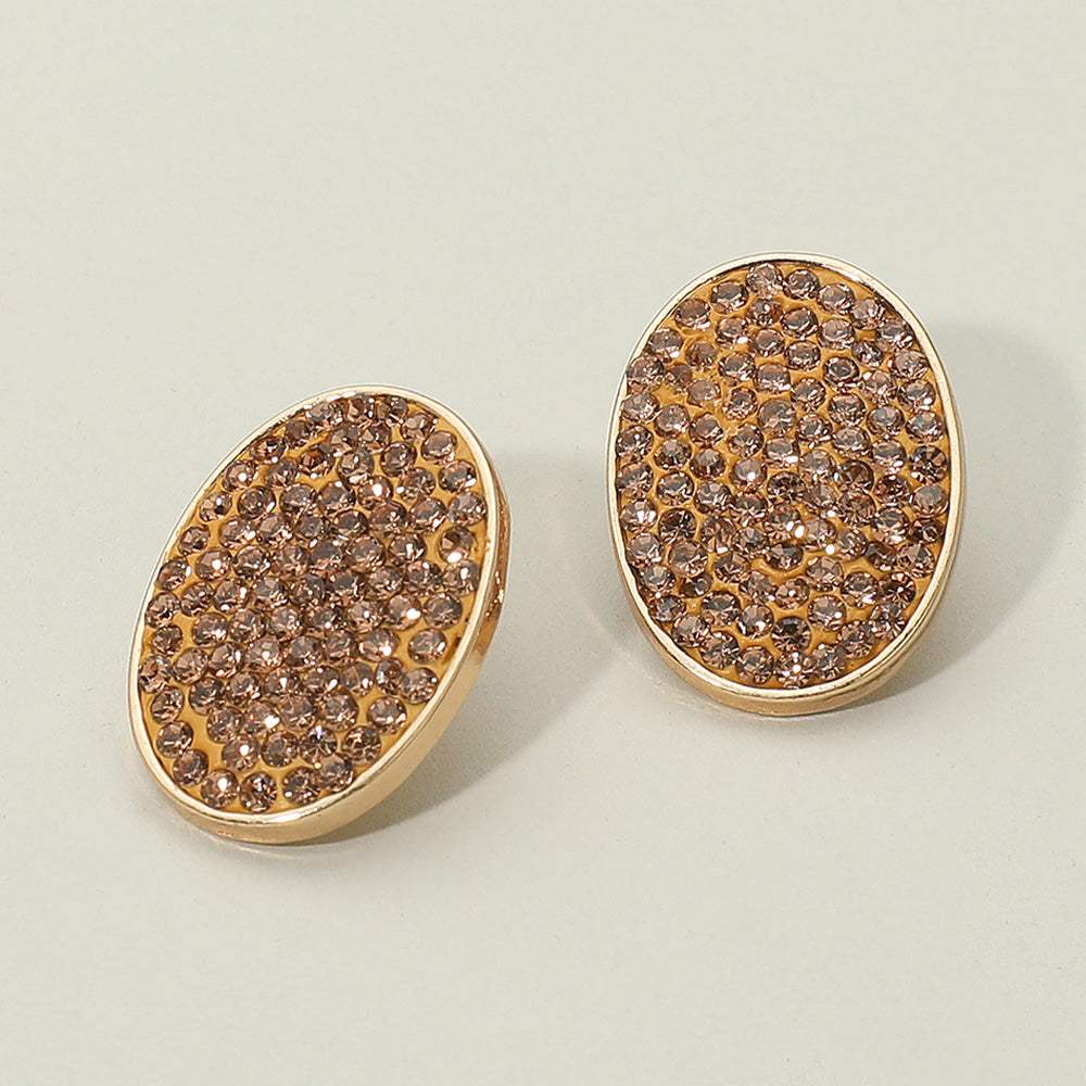 Rhinestone Embellished Oval Stud Earrings - Madeline Love - Flyclothing LLC
