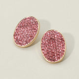 Rhinestone Embellished Oval Stud Earrings - Madeline Love - Flyclothing LLC
