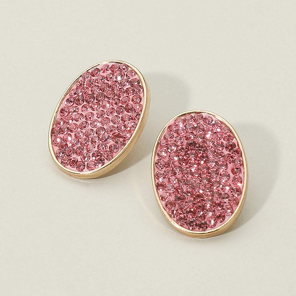 Rhinestone Embellished Oval Stud Earrings - Madeline Love - Flyclothing LLC