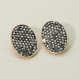 Rhinestone Embellished Oval Stud Earrings - Madeline Love - Flyclothing LLC
