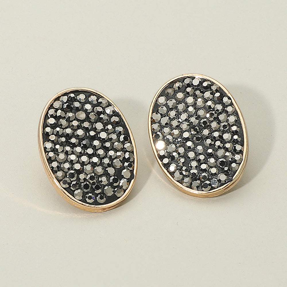 Rhinestone Embellished Oval Stud Earrings - Madeline Love - Flyclothing LLC