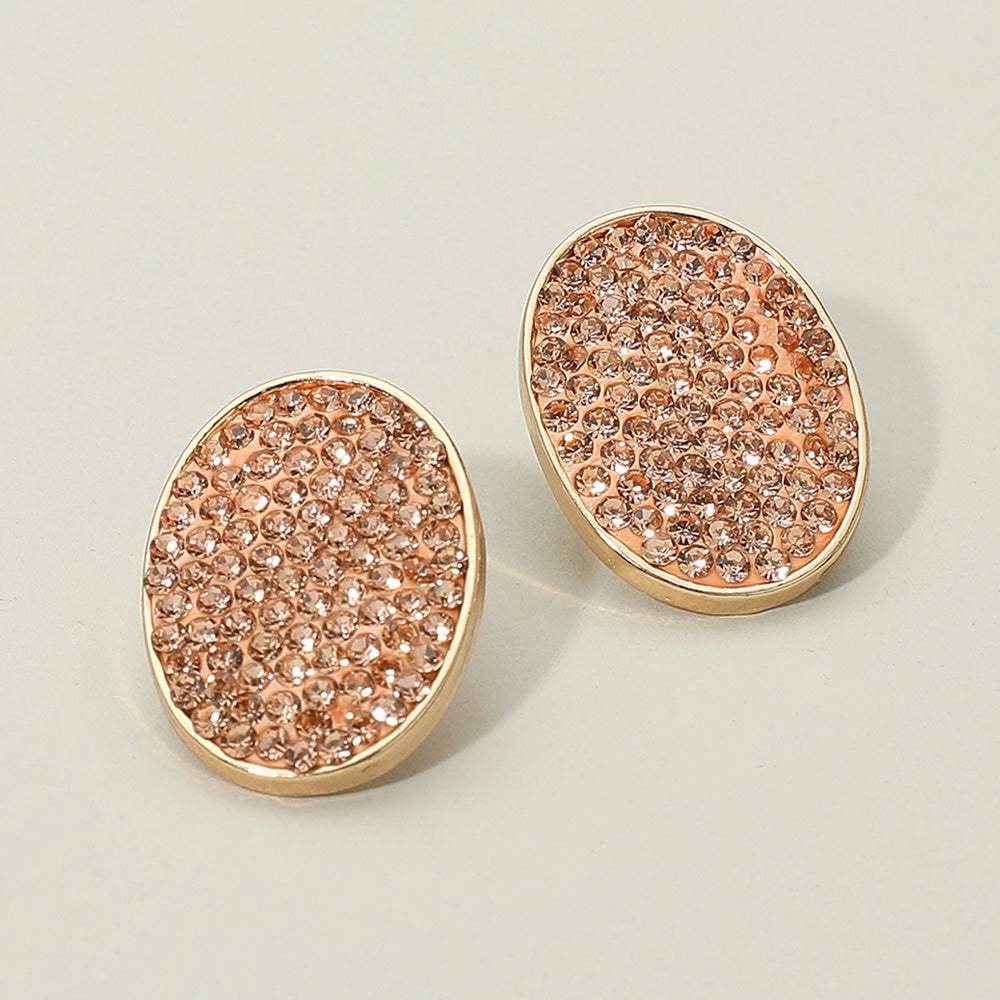 Rhinestone Embellished Oval Stud Earrings - Madeline Love - Flyclothing LLC