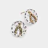 Metal Round Wishbone Stud Earrings - Madeline Love - Flyclothing LLC