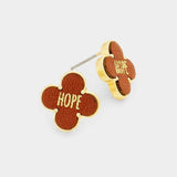 "Hope" Leather Quatrefoil Clover Stud Earring - Madeline Love - Flyclothing LLC