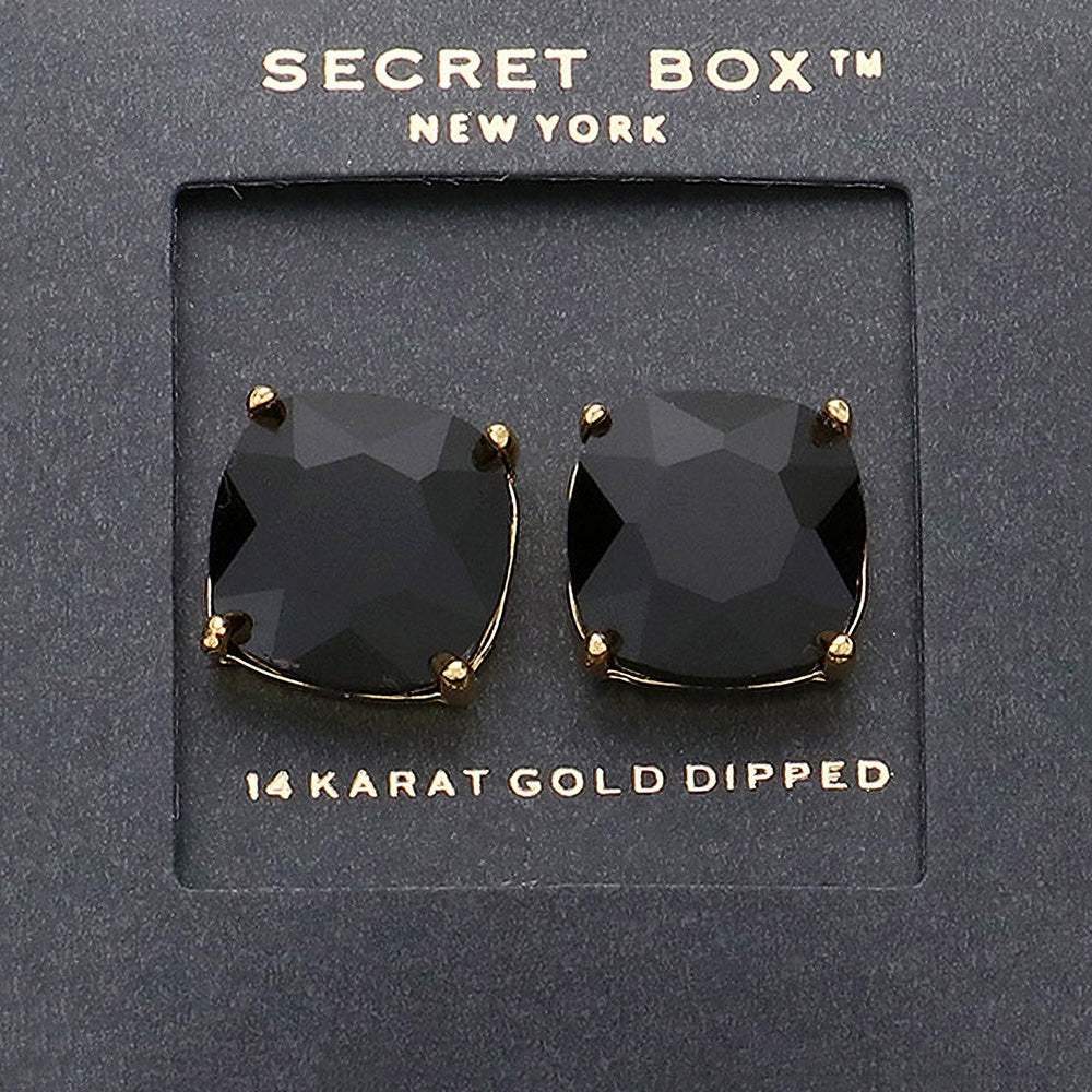 SECRET BOX_14K Gold Dipped Rhinestone Stud Earrings - Madeline Love - Flyclothing LLC