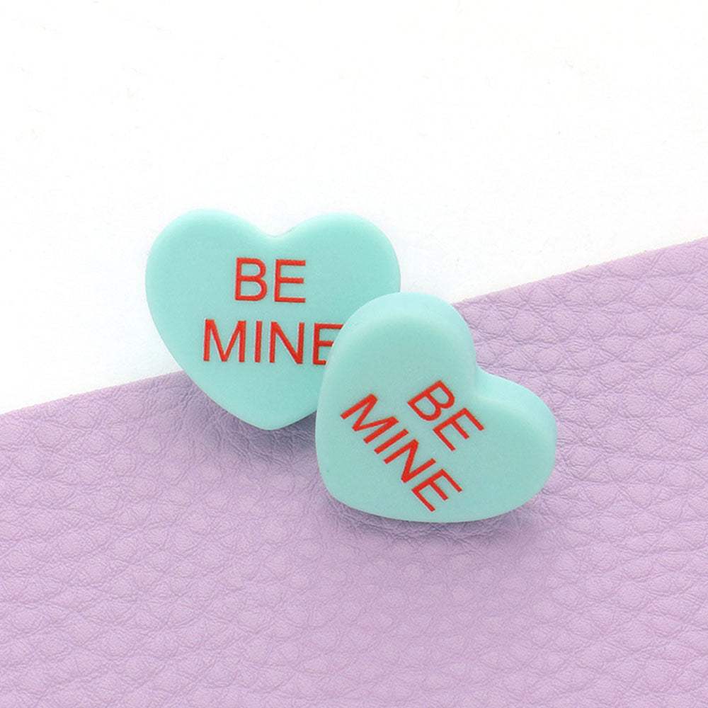 BE MINE Message Heart Stud Earrings - Madeline Love - Flyclothing LLC