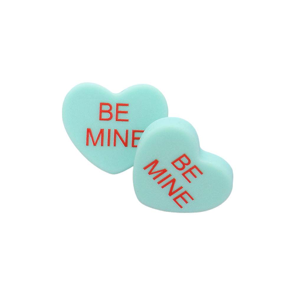 BE MINE Message Heart Stud Earrings - Madeline Love - Flyclothing LLC