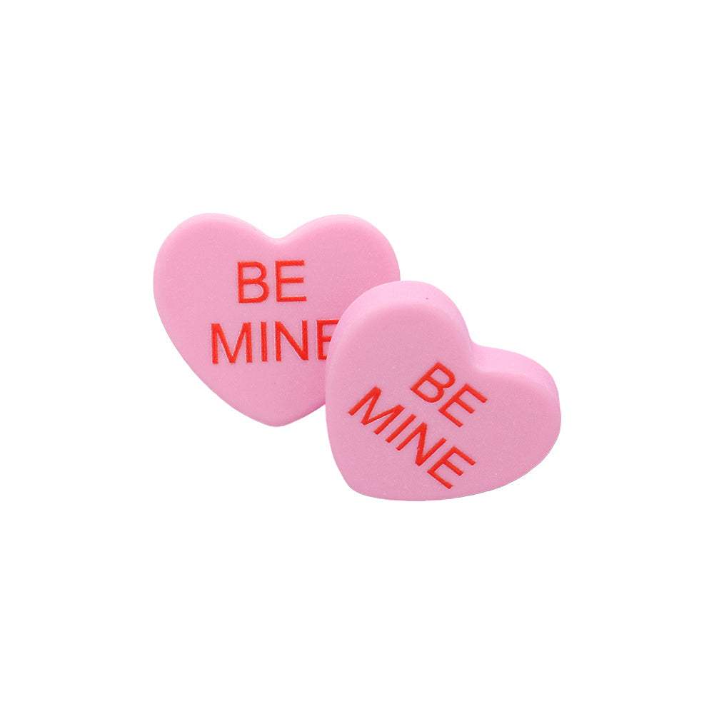 BE MINE Message Heart Stud Earrings - Madeline Love - Flyclothing LLC