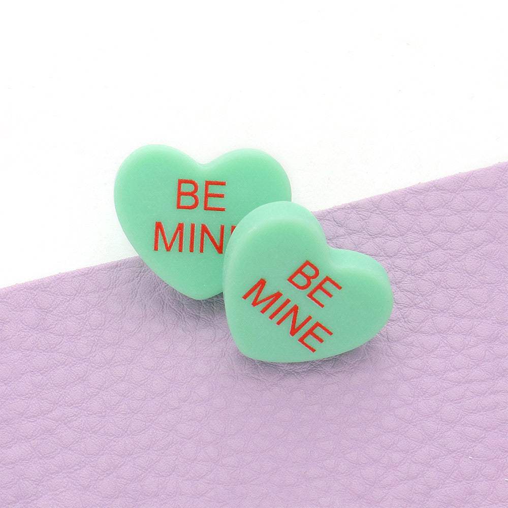 BE MINE Message Heart Stud Earrings - Madeline Love - Flyclothing LLC