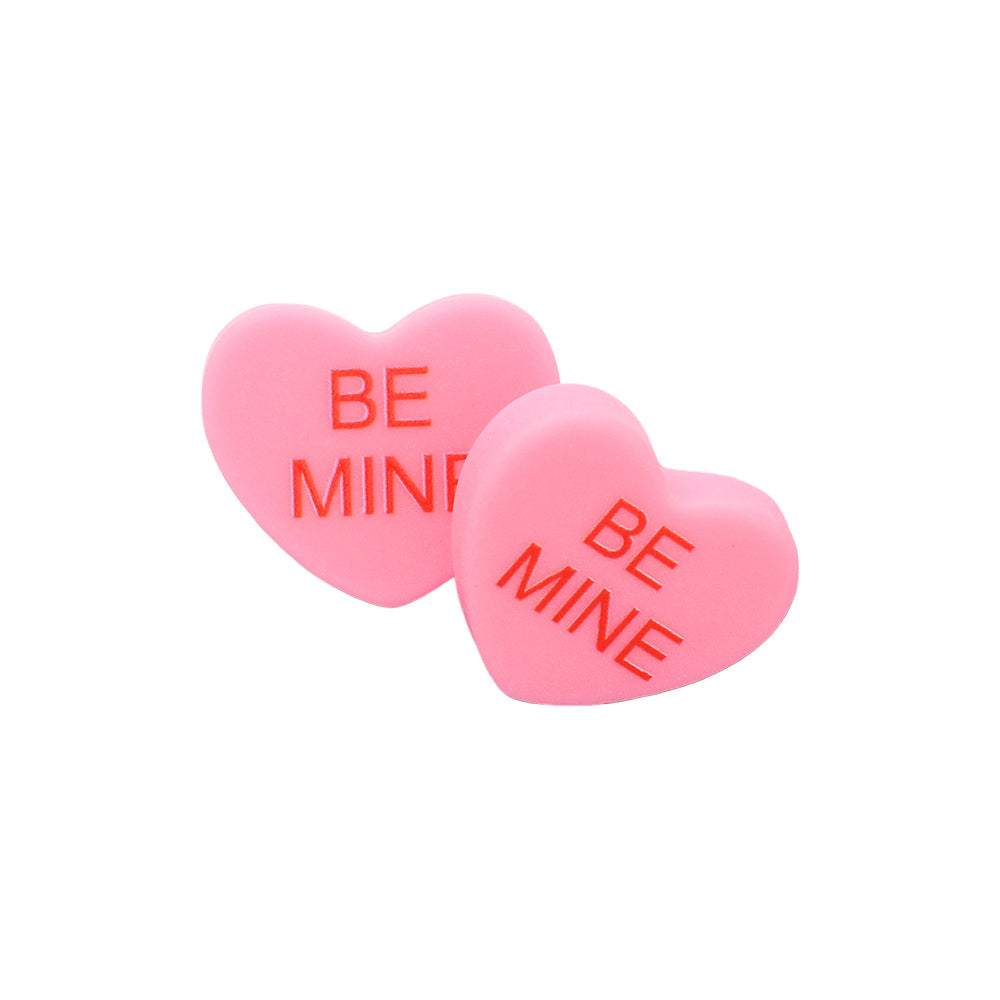 BE MINE Message Heart Stud Earrings - Madeline Love - Flyclothing LLC