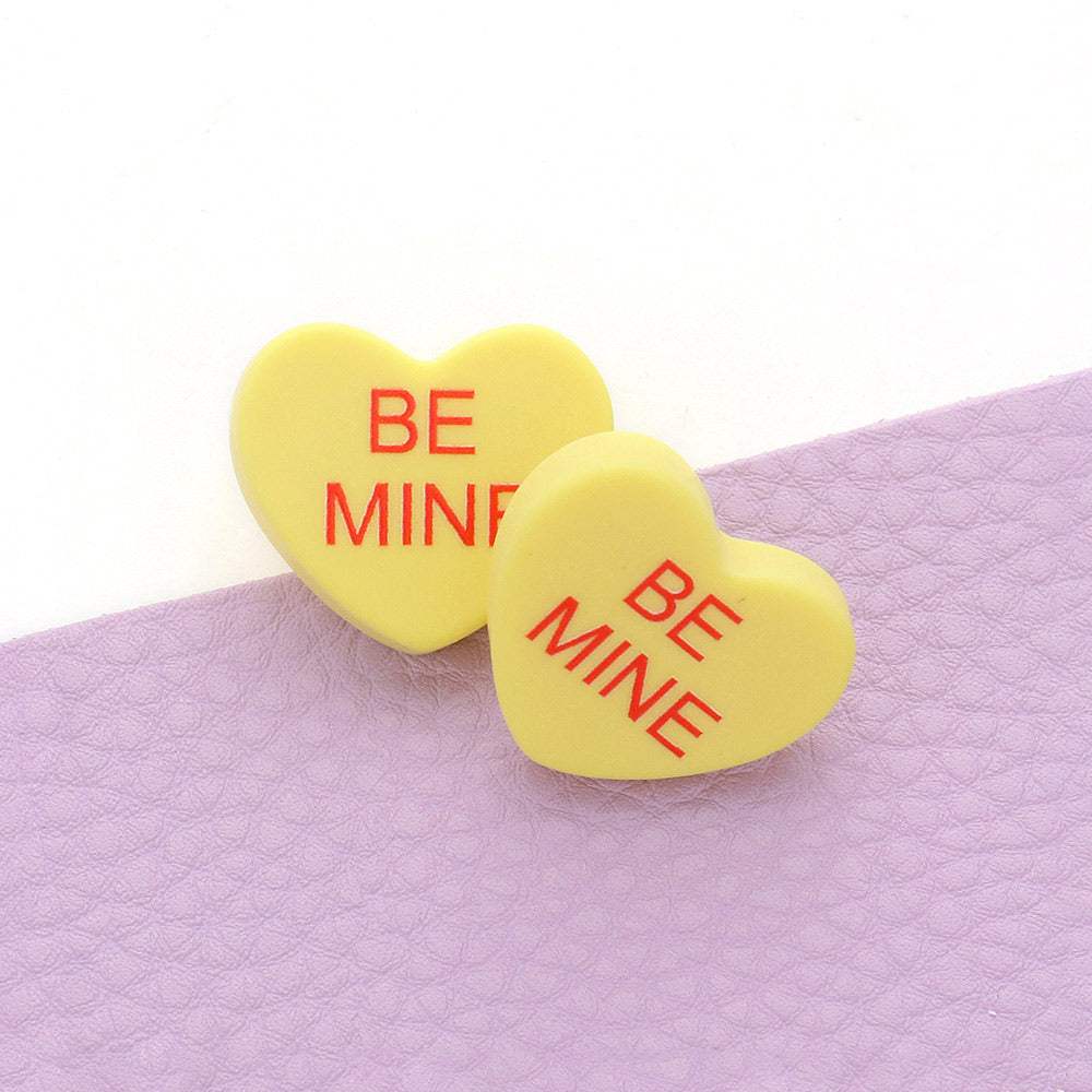 BE MINE Message Heart Stud Earrings - Madeline Love - Flyclothing LLC