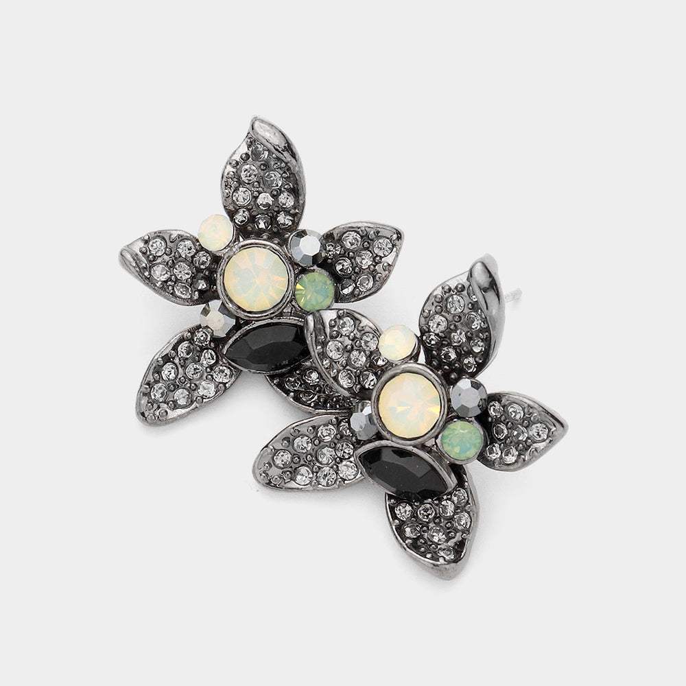 Crystal Pave Flower Stud Earrings - Madeline Love - Flyclothing LLC