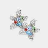 Crystal Pave Flower Stud Earrings - Madeline Love - Flyclothing LLC