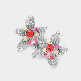 Crystal Pave Flower Stud Earrings - Madeline Love - Flyclothing LLC