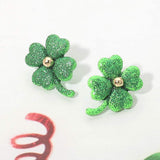 Glitter Four Leaf Clover Stud Earrings - Madeline Love - Flyclothing LLC