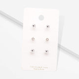 3Pairs - CZ Star Round Stud Earrings - Madeline Love - Flyclothing LLC