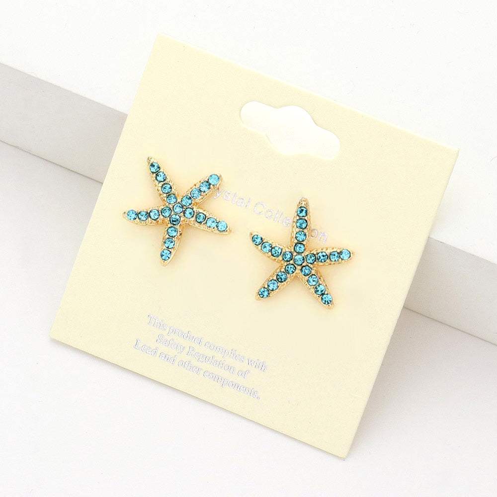 Crystal Starfish Stud Earrings - Madeline Love - Flyclothing LLC