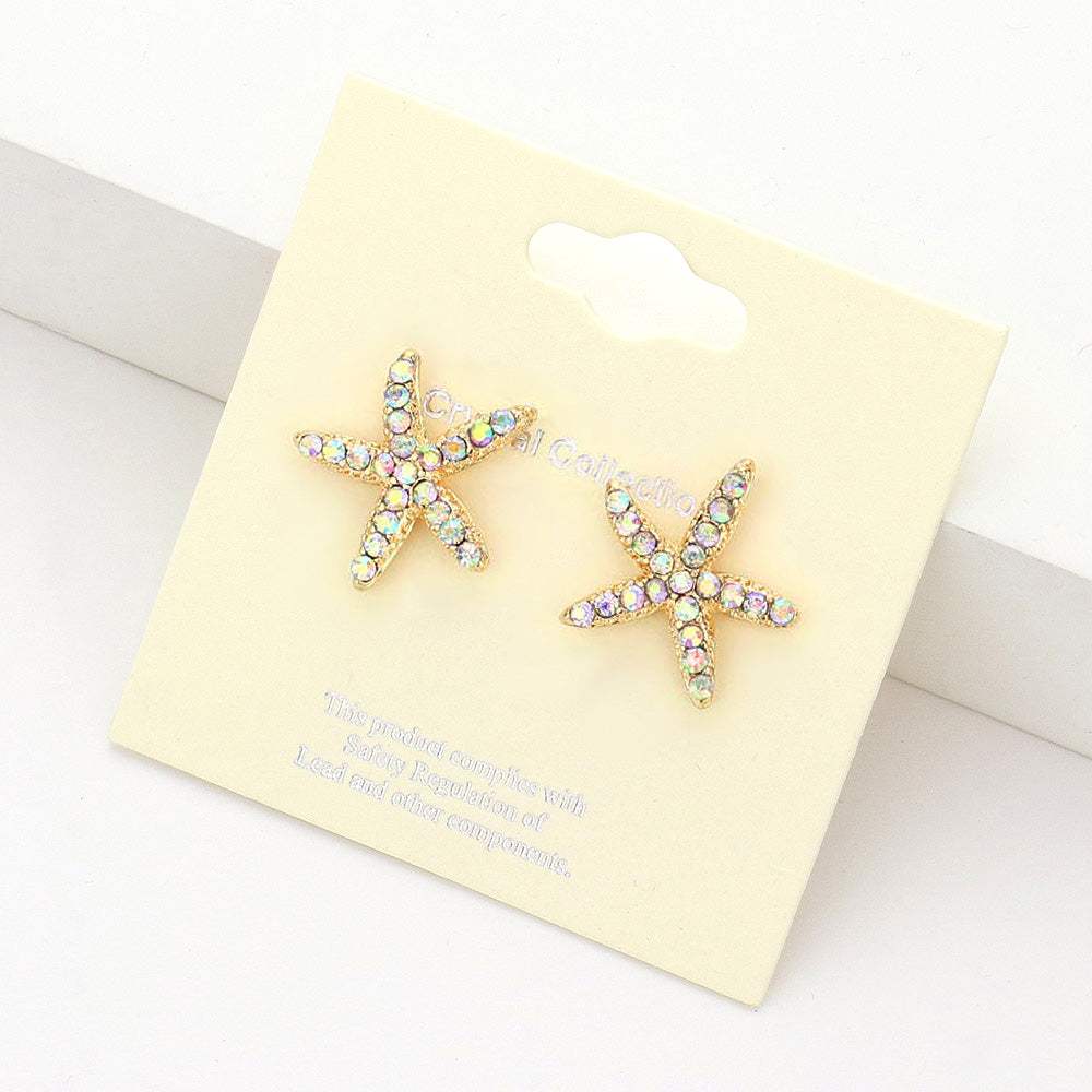 Crystal Starfish Stud Earrings - Madeline Love - Flyclothing LLC