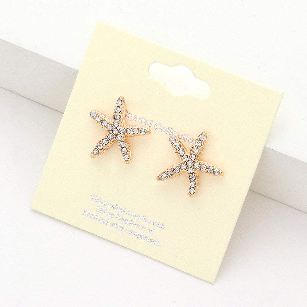 Crystal Starfish Stud Earrings - Madeline Love - Flyclothing LLC